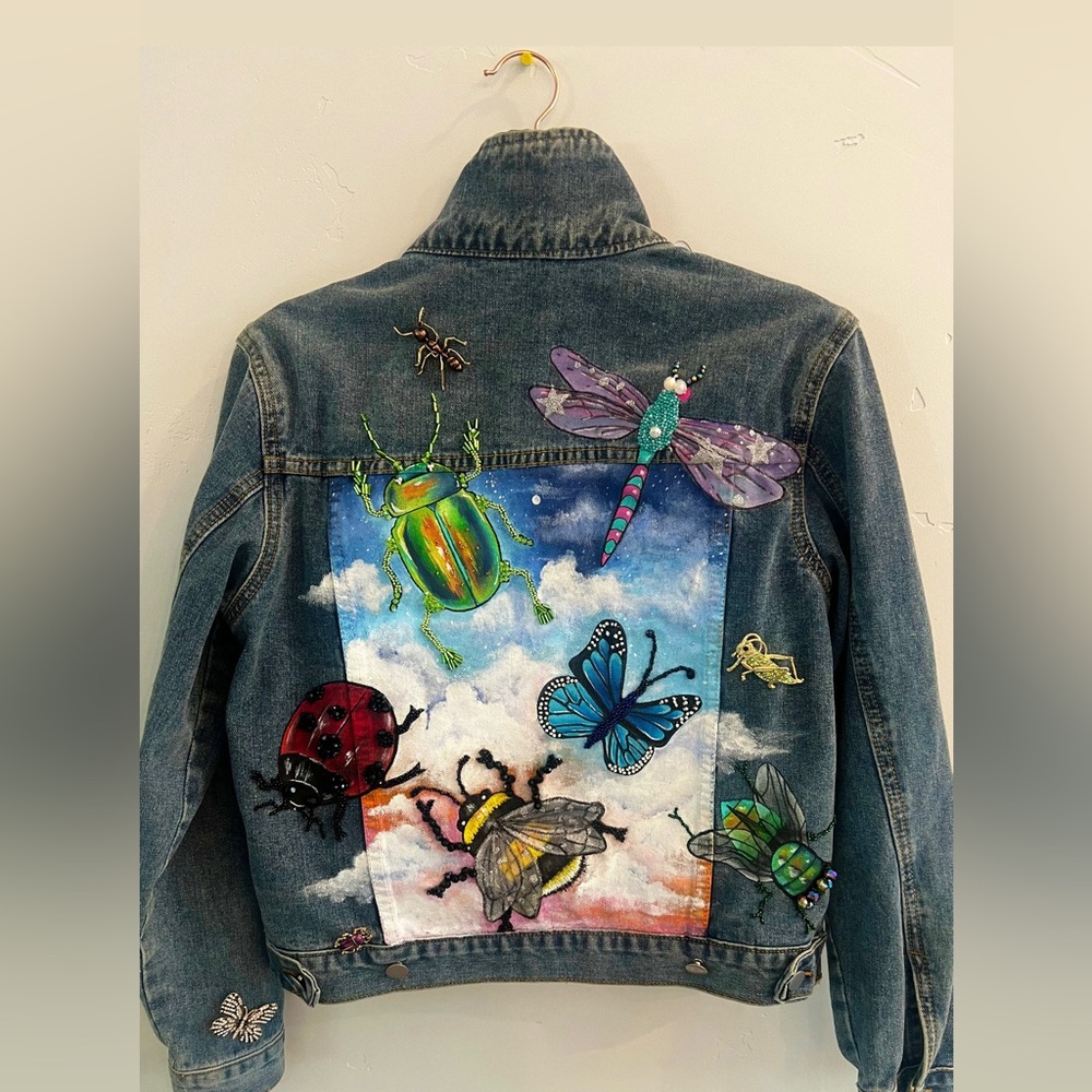 Hand painted and beaded jacket